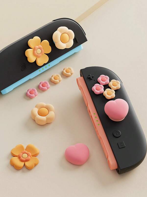 Cute Heart, Flower, Directional Keys And ABXY Button Caps Compatible With Nintendo Switch 2