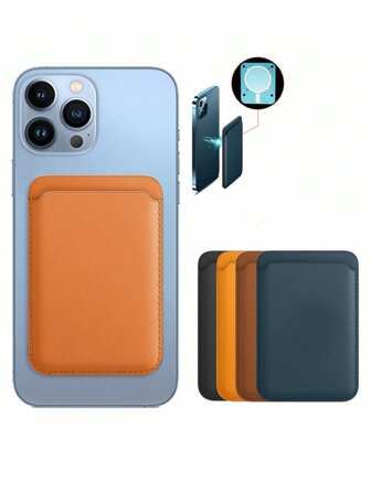 1 pieza Funda de tarjeta de PU magnético de unicolor compatible con iPhone 16 Pro Max/16/16 Pro/16 Plus/15/15 Pro Max/15 Pro/15plus/12/13/14 Pro/12Pro/12ProMax/13 Pro/13 Max/13 Pro/14 Pro14 May/14plus/12 Mini/13 Mini, Funda de tarjeta de PU MagSafe creativa, Pegatina de cartera de tarjeta de identificación para la parte trasera del teléfono