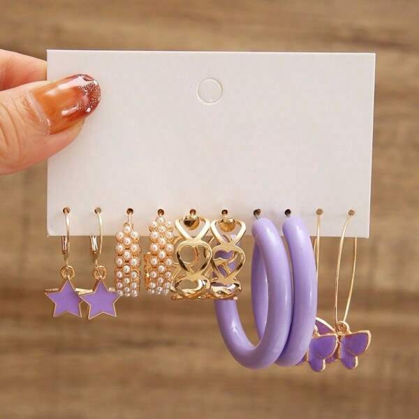 Colorful And Fashionable Earring Sets, Including Stars, Butterflies And Other Shapes, Suitable For American Carnivals And Spring Parties To Brighten Up Your Look