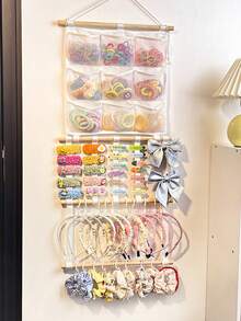 1 pieza Organizador de accesorios para el cabello, soporte para diademas, adecuado para niñas, con ganchos para almacenar pasadores, diademas y accesorios para el cabello, se puede colgar en la pared, ideal para decorar la habitación del bebé, la guardería, la habitación de las niñas, se puede colgar en la pared, la puerta o el armario, un gran regalo para baby shower, recién nacido - Blanco - Ver 2