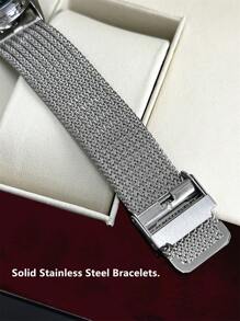 Pablo Raez ساعة رجالية أعمال ساعة معصم للرجال، هيكل من الفولاذ المقاوم للصدأ SUS304 بغلاف فضي، إطار فاخر أسود، جلد ناعم ومريح من الميكروفيبر، قطر كبير مع تاريخ، مقاوم للماء 50 متر، ساعة كوارتز رياضية كاجوال جديدة كهدية رائعة للأصدقاء أو عائلة الأب، مناسبة للحياة اليومية والعمل والحفلات