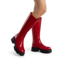 Knee High Boots Women, Comfortable Platform Round-Toe Side Zip Boots For Women - Đỏ - Xem 8