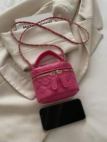 Túi mini nhẹ, túi dây xích, túi chần bông, túi xách tay, túi xô, phù hợp cho nữ sinh, sinh viên và phụ nữ công sở, tuyệt vời cho văn phòng, trường đại học, công việc, đi làm, hoạt động ngoài trời, du lịch và dã ngoại. - Màu Hồng Tươi - Xem 6