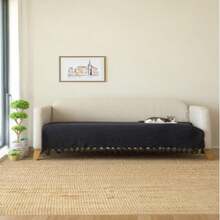 Herringbone Pattern Sofa Throw Cover 115x200 Cm– Cotton & Polyester Blend / Made In Turkey - Dark Grey - View 2