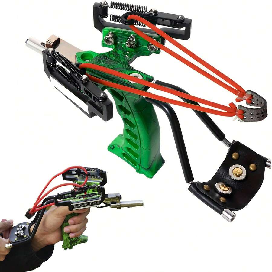 Super Powerful Stainless Steel Slingshot With Infrared Light And High-Quality Rubber Band, Infrared Light+Arrow Table Hunting, Archery And Fishing Special High-Speed Slingshot Cover - màu xanh lá - Xem 1