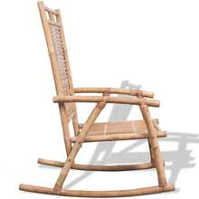 vidaXL Rocking Chair Natural Bamboo Bamboo 26 X 33.9 X 41.3 In Rocking Chair Rectangular Farmhouse Bamboo Rocking Chair Patio Chairs Gliders Porch Rocking Chairs - Brown - View 4