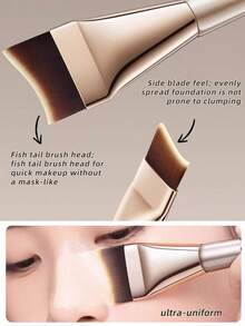 2pcs Professional Foundation Makeup Brushes - Ultra Thin Flat Top Makeup Brushes For BB Cream, Concealer And Foundation, Suitable For Daily Home Use Or Women Travel, Ultra Thin Foundation Makeup Brush And Black Makeup Sponge Set, Lightweight Face Contour Brush, Flat Face Mask Brush, Professional Makeup Tools, Dual-Use Makeup Sponge Blender And Foundation Brush, Christmas Gift For Friends, Family, Girlfriend, Classmates,Foundation Brush,Concealer Brush,Blush Brush,Contour Brush,Blush Brush,Bronzer Brush,Powder Brush,Foundation Brush,Blush Brush