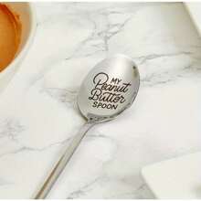 1pc Stainless Steel Engraving Spoon, Peanut Butter Spoon, Coffee Spoon, Gift, Suitable For Cafe Restaurant