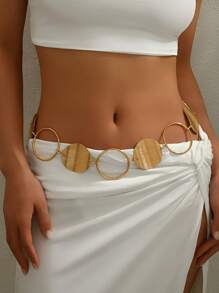 1 Bohemian Style Waist Chain Wide Version Metal Dress With New Ring Versatile Waist Belt Decoration Suitable For Women's Gatherings And Parties To Wear