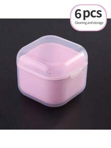 1/2/6pcs Manicure Tool Polishing Head Disinfection Box, Double Layer Filter Thick Cleaning Box, Portable Storage Box, Suitable For Nail Salons