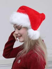 1 Stück Weihnachtsmütze, Weihnachtsmannmütze, Weihnachtsferien Mütze für Erwachsene, unisex Samt Komfort Weihnachtsmützen extra dick klassisches Fell für Weihnachten Neujahr Festliche Feier Zubehör Weihnachtsdekoration Winterraumdekoration Weihnachtsdekoration Zuhause Weihnachtsgeschenke Weihnachtsdekoration