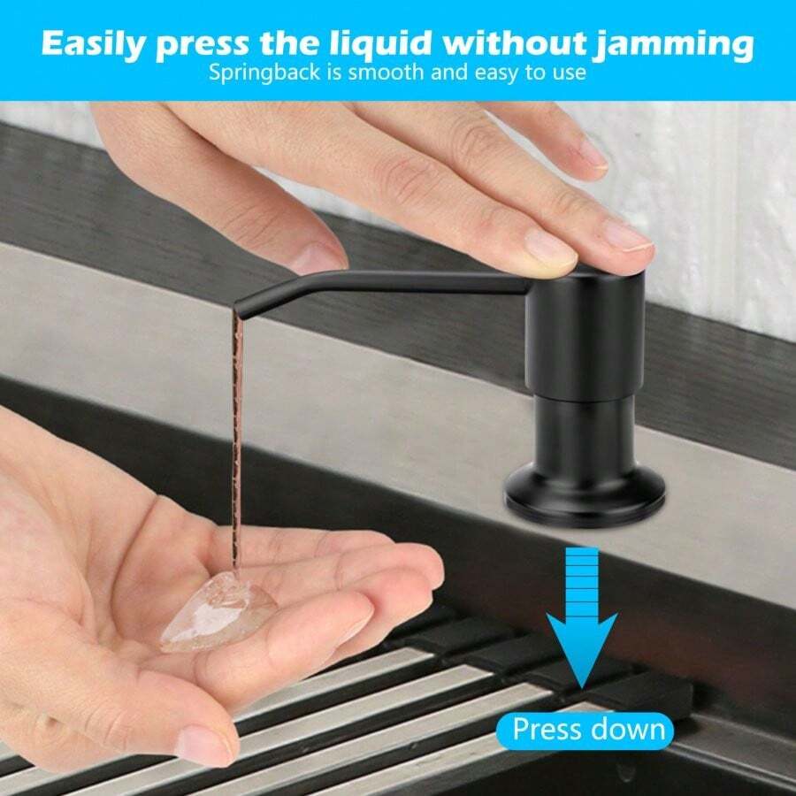 Sink Soap Dispenser Extension Tube - 360° Rotation, Stainless Steel Pump, Large Capacity - Black - View 1