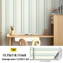 SUPSTICKER 1 rouleau de papier peint adhésif moderne et minimaliste à motif rayé, facile à décoller et à coller. Convient pour la décoration murale du salon, de la chambre, des armoires, des bureaux, des salles de classe, des dortoirs. Papier peint, stickers muraux, décoration murale, décoration de chambre, décoration de cuisine de 15,75*78,74/118,11/196,85 pouces