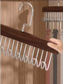 3/1pcs Multi-Functional Wooden Coat Hooks, Clothes Hanger Rack, Closet Storage Organizer With 8 Rotating Hooks, Space Saving For Hanging Shirts, Underwear, Bras, Hats, Ties, Straps, Vests And More. Damage-Free Drying Rack, Essential For Back To School, School Supplies. - Multicolor - View 5