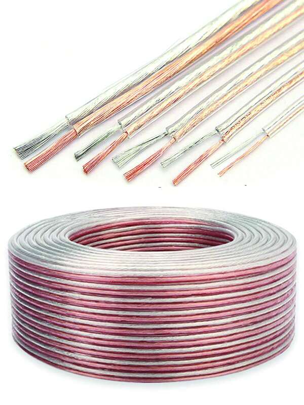 1PC12/14/16/18-Gauge Copper Clad Aluminum CCA Audio Stereo Speaker Wire Cable Clear PVC For Home Theater, HiFi, Auto, High Strand Count