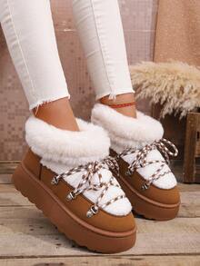 Sandalias de plataforma para mujer - Botas de nieve cálidas y duraderas para exteriores con suela antideslizante y cómoda, pantuflas de invierno con suelas planas reforzadas