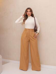 Women Pants - 駝色 - 查看 4