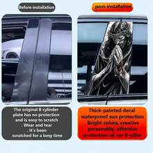 2 件耶稣祈祷图案乙烯基贴纸，车门柱保护贴纸 - B 柱，易于粘贴和撕开，防晒、防水、防刮汽车装饰贴花 - 均碼 - 查看 6