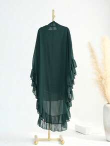 新款褶皱式高品质双层高领系带纯色祈祷围巾，穆斯林女士长款尼卡布雪纺头巾，适合女性日常穿着、户外祈祷，优雅甜美，四季皆宜。 - 彩色 - 查看 7