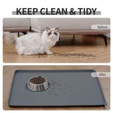 Amu Waterproof Pet Feeding Mat With High Raised Edges, Heavier And Thicker Placemats For Cat Dog Water Bowl With , Dogs Cats Food Mats For Messy Drinkers To Prevent Spill And Protect Floors