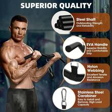 LAT Pulldown Bar Attachments For Pulley Cable Machine, Single D-Handle Tricep Press Down Bar With Rubber Handle, D Handle Cable Accessories For Gym - màu đen - Xem 2