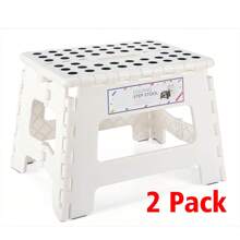 2 Pack 22 Cm Foldable Stool For Children – Step Stool For Children Foldable Plastic Folding Chair Stool Step Stool For Children (White)