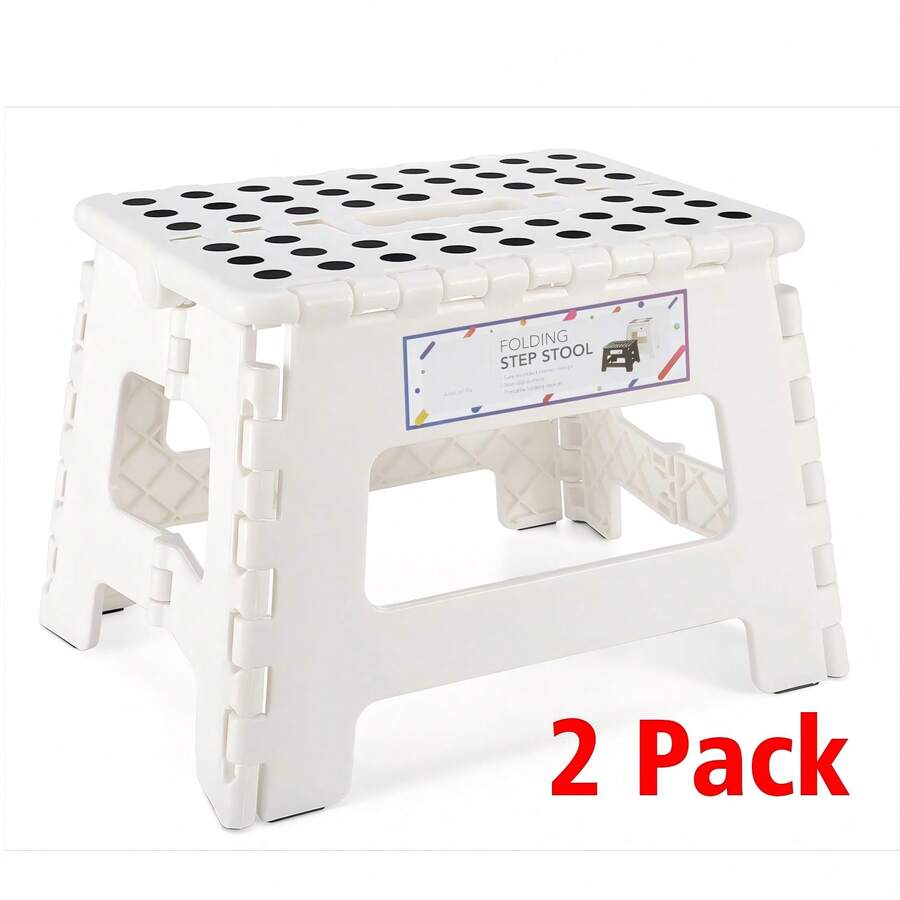2 Pack 22 Cm Foldable Stool For Children – Step Stool For Children Foldable Plastic Folding Chair Stool Step Stool For Children (White)
