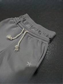 Popular Pentagram Print Series Teen Couple Casual Fake Two-Piece Wide-Leg Pants - 黑色 - 查看 2