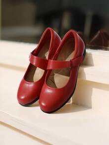 Women's Flats Arch Support Comfortable Casual Ballet Mary Business Office For Women Dressy And Work Ankle Strap Dress Flats Shoes - 紅色 - 查看 1