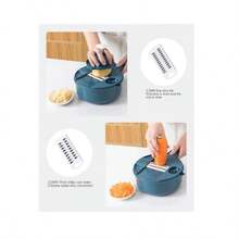 Vegetable Cutter Slicer With Basket Fruit Potato Chopper Carrot Vegetable Kitchen Tool - Blue - View 5