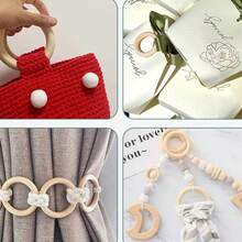 5/10/20/30 pezzi Anelli in legno grezzi, cerchi di legno di colore solido naturale, adatti per gioielli con nappe, artigianato e decorazione