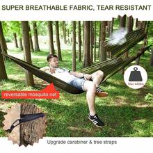 Camping Hammock With Rain Fly Tarp And Mosquito Net Portable Double Hammock Tent - màu xanh lá - Xem 3