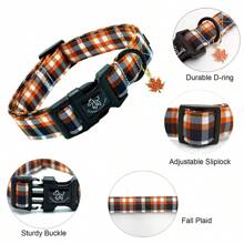 Elegant Little Tail Fall Dog Collar, Plaid Puppy Collars Fall Yellow Male Cute Puppy Adjustable Pet Collar