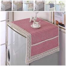 1 件 55x120cm 棉麻防尘罩冰箱罩洗衣机巾防尘冰箱布冰箱保护罩带储物袋