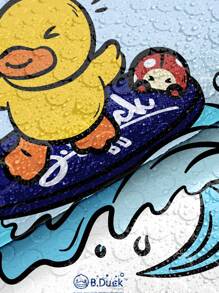 B. Duck 1 pieza Alfombra de ducha gruesa con estilo de pato de dibujos animados, marca autorizada B.DUCK, con ventosas antideslizantes, lavable a máquina, accesorio de baño y decoración