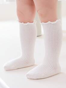 3双婴儿中筒袜，薄款，带荷叶边，适合儿童，春秋季 - 彩色 - 查看 5