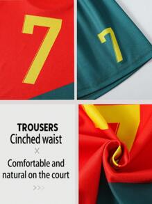 Customized Name/Number/Team Uniform, Portugal National Team, Boys' Sportswear Set, Crew Neck Top And Shorts