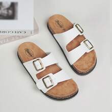 DISARCON Men's Summer New Sandals, Outdoor Street, Matching, Fashion, Casual, Beach, Flat/Mid-Heel/Arch Support/Comfortable Flat Couples Shoes, Breathable High-End/High-Quality/Outdoor Women's Sandals, Adjustable Upper In White/Black/Double Buckle/Metal Buckle/Retro/Classic Indoor Slippers