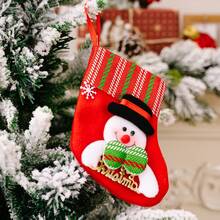 1pc Christmas Stocking Gift Bag, Small Size Candy Decoration Gift Bag With Snowman, Reindeer, Santa Claus Socks Hanging Ornament - Multicolor - View 15