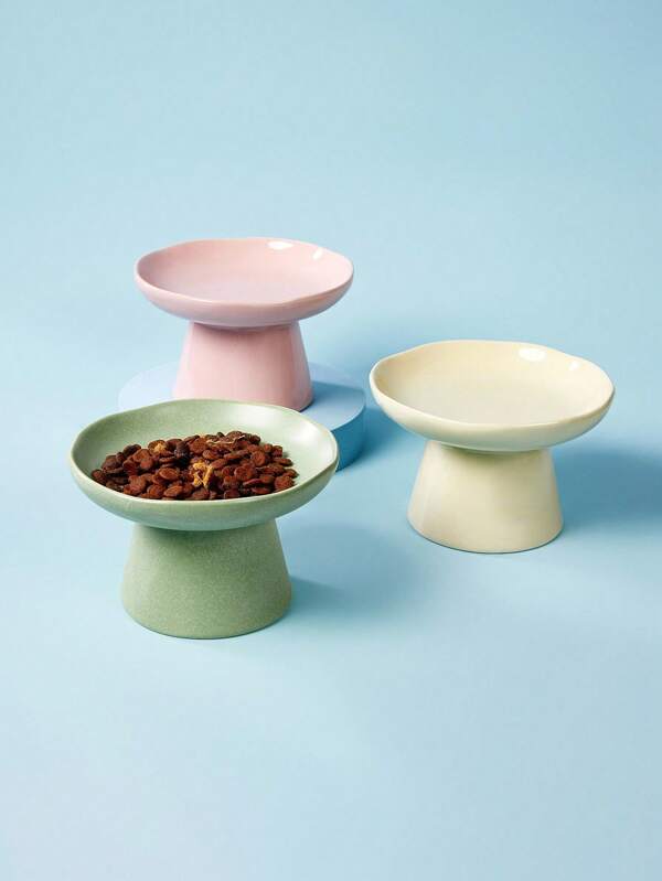 PETSIN Ceramic Cat Bowl, Dog Food Bowl, Pet-Specific Feeding And Watering Bowl, Raised Neck Design For Kitten, Anti-Tip