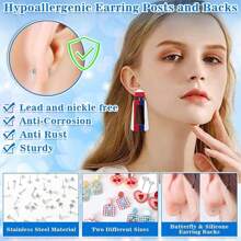 300pcs Stainless Steel Earring Pins With Butterfly Backs And Rubber Backs, Hypoallergenic Screw Earring Findings With Storage Box For Diy Earring Making