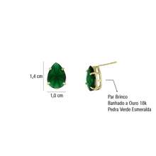 Women's Gold Set With Earrings, Necklace And Pendant Drop Blue Tourmaline Stone 18k Gold Plated - 翡翠綠 - 查看 3