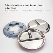 Stainless Steel Baby Plate With Suction Cup, Divided Children's Plate With Removable Silicone Sleeve For Kids