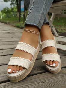 New Style Platform Thick Bottom Women's Fashion Sandals, Comfortable Casual Shoes - Beige - View 2