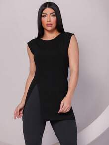 Women's Long Line Machão Tank Top With Opening P To GG Academia Fitness - 黑色 - 查看 3