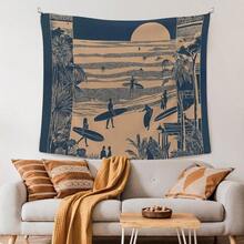 Beach Coastal Wall Tapestry, Retro Surfing Summer Ocean Wall Tapestry Hanging For Bedroom Beach House, Beachy Ocean Tapestries Wall Decor Art For Dorm Living Beachy Room