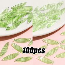 100pcs Mini Acrylic Leaf Beads - Assorted Styles, Suitable For DIY Jewelry Making, Handmade Crafts And Accessories - Beading And Jewelry Making - Green - View 11
