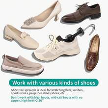 2 Pcs Shoe Stretcher Women Men, Adjustable Length & Width, Shoe Tree Adjustable Boot Widener Stretcher, Plastic Shoes Tree Shape For Tennis Shoes, Slippers, Sneakers, Canvas Shoes - L for man - 查看 7