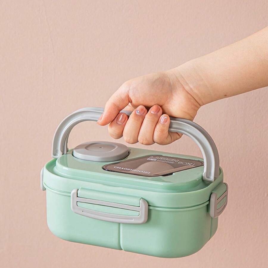 Plastic Lunch Box  Plastic Compartment Bento Box Independent Three-Compartment Vegetable Salad High-Value Lunch Box