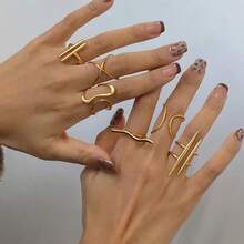 New 18K Stainless Steel Fashion Ring, The Opening Design Can Be Adjusted In Size - Vàng - Xem 5